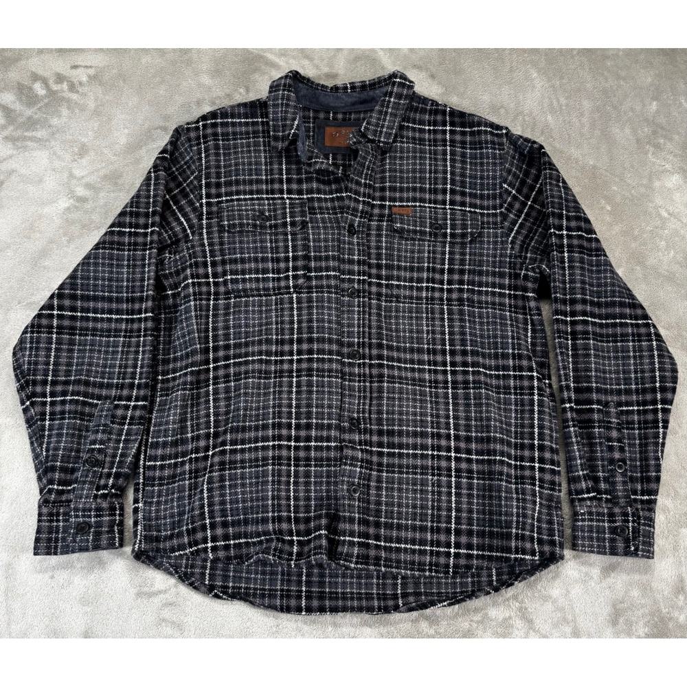 Orvis Flannel Shirt Mens Large Grey Plaid Outdoor‎ Hiking Heavyweight